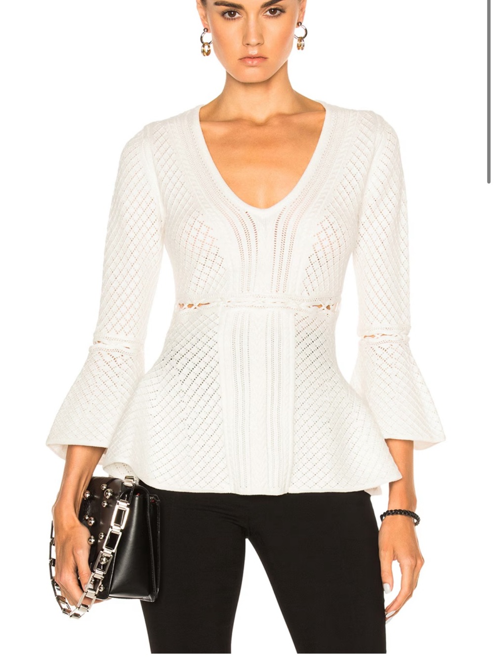 Jonathan Simkhai Lace Up Peplum Sweater